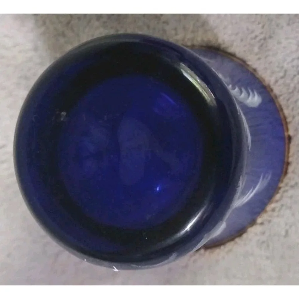 Vtg Mary Gregory Toothpick Holder Cobalt Blue Glass Child Bicycle Hand Painted‎